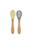 Minikoioi Set Colher e Garfo Amarelo e Cinzento