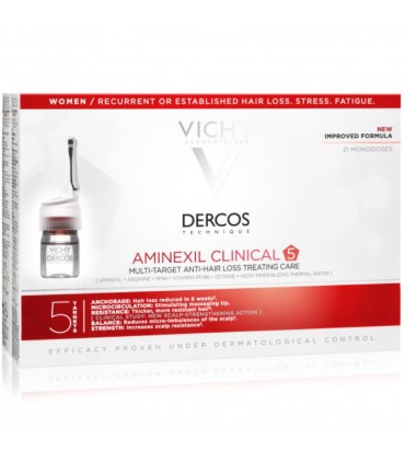Vichy Dercos Aminexil Clinical 5 Antiqueda Mulher 21 Ampolas