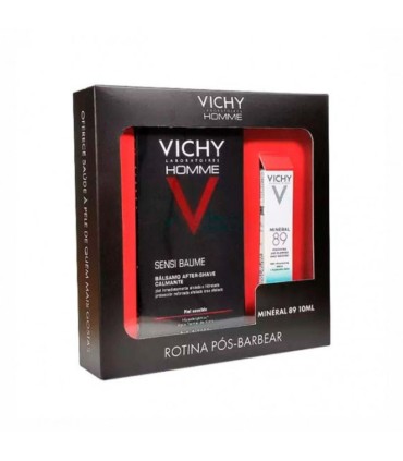 Vichy Homme Sensi Baume Bálsamo After Shave 75ml + Minéral 89 Concentrado Fortificante Rosto 10ml
