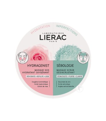 Lierac Hydragenist Máscara SOS Hidratante Oxigenante 6ml + Sébologie Máscara Esfoliante Desincrustante 6ml