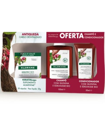 Klorane Coffret Keratincaps 30 Cápsulas + Shampoo 100ml + Condicionador 50ml