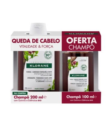 Klorane Quinina Bio Shampoo Fortificante Antiqueda 200ml + 100ml Oferta