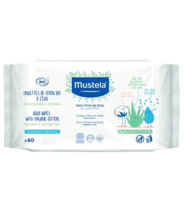 Mustela Bebé Toalhetes de Água com Algodão Bio 60 Unidades