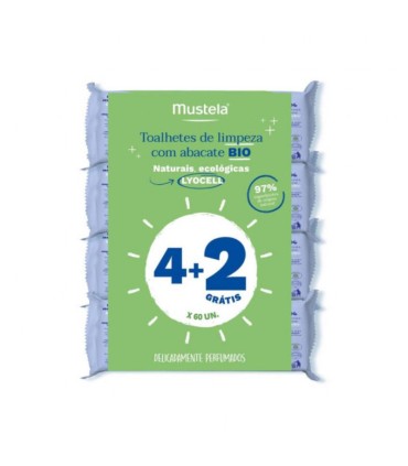 Mustela Bebé Toalhetes de Limpeza Lyocell Bio 60 Unidades 4+2 Oferta