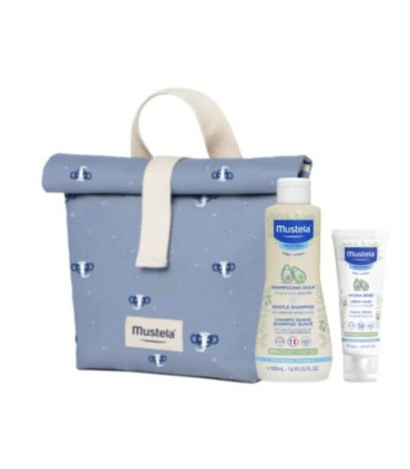 Mustela Bebé Gel Lavante Suave 500ml + Hydra Bebé Creme de Rosto 40ml Oferta de Lancheira Térmica Azul