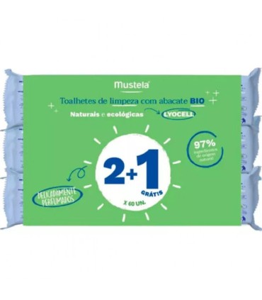 Mustela Bebé Toalhetes de Limpeza Lyocell Bio 60 Unidades 2+1 Oferta