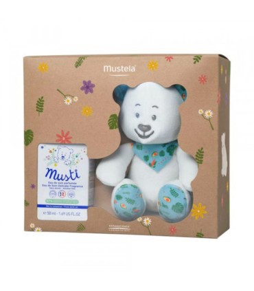 Mustela Coffret Eau de Soin Musti Fragância Delicada Sem Álcool 50ml Oferta de Urso de Peluche