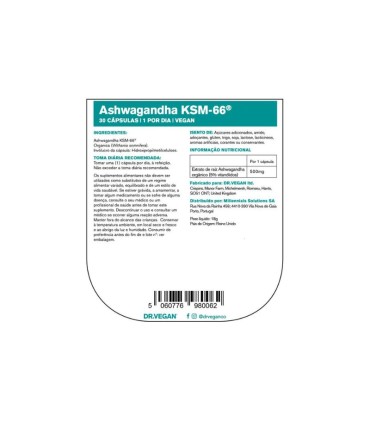 Dr. Vegan Ashwagandha KSM-66 30 cápsulas