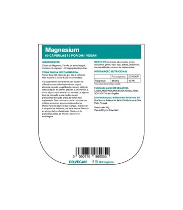 Dr. Vegan Magnésio 60 cápsulas