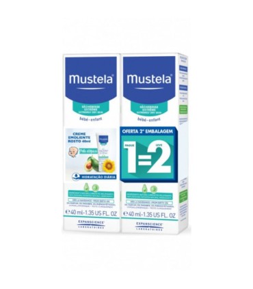 Mustela Bebé Stelatopia Creme Emoliente Rosto 2 X 40ml Oferta da 2ª Embalagem