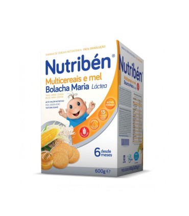 Nutribén Papa Láctea Multicereais e Mel Bolacha Maria +6M 600g