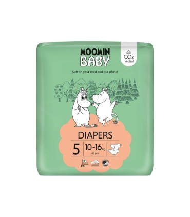 Moomin Baby Fraldas Tamanho 5 10-16kg 40 fraldas