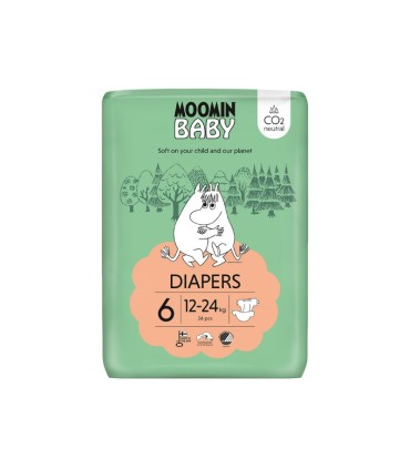 Moomin Baby Fraldas Tamanho 6 12-24kg 34 fraldas