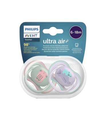 Philips Avent Pack 2 Chupetas Ultra Air Gato e Coala 6-18m