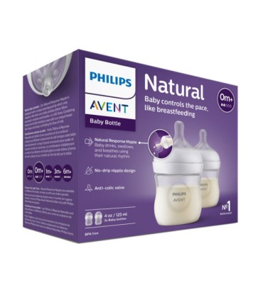 Philips Avent 2 Biberões Natural Response 125ml T2 0M+