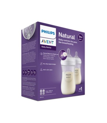 Philips Avent 2 Biberões Natural Response 260ml T3 1M+