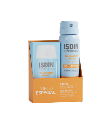 Isdin Preço Especial Fusion Water Magic SPF50 + Transparent Spray Wet Skin SPF50