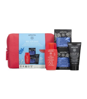 Apivita Bee Sun Fluido Invisivel SPF50 + Máscara + Gel Limpeza Oferta Bolsa
