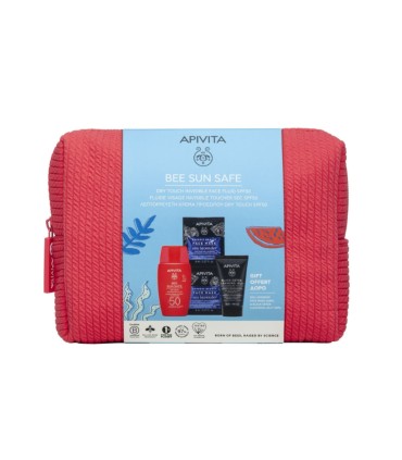 Apivita Bee Sun Fluido Invisivel SPF50 + Máscara + Gel Limpeza Oferta Bolsa