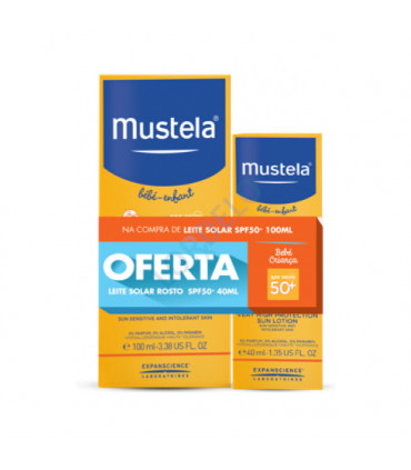 Mustela -  Solar Leite Protetor SPF50+ 100ml +  Solar Leite Rosto SPF50+ 40ml