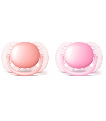 Philips AVENT - 2 Chupetas - Ultra Soft - 0 - 6M - Menina