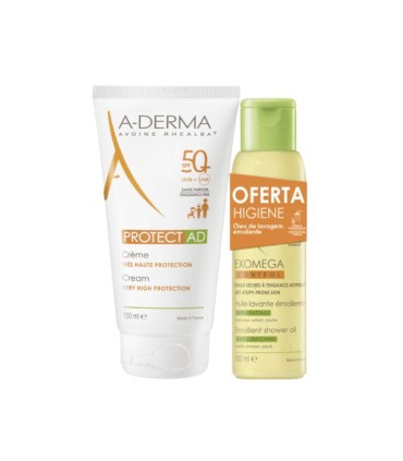 A-derma Protect AD SPF50+ Creme Solar 150ml Oferta Óleo Duche Emoliente 100ml