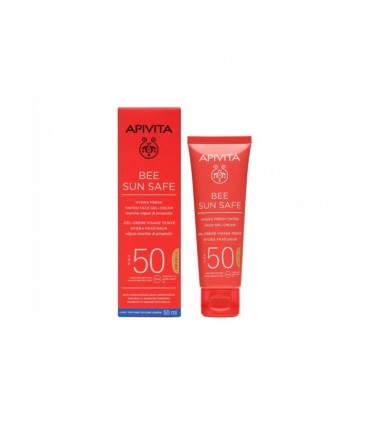 Apivita Bee Sun Safe Gel-Creme Rosto Hidra Refrescante com Cor SPF50+ 50ml
