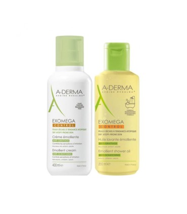 A-Derma Exomega Control Creme Emoliente 400ml Oferta A-Derma Óleo Duche 200ml
